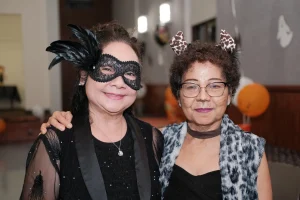 two people in Halloween costumes